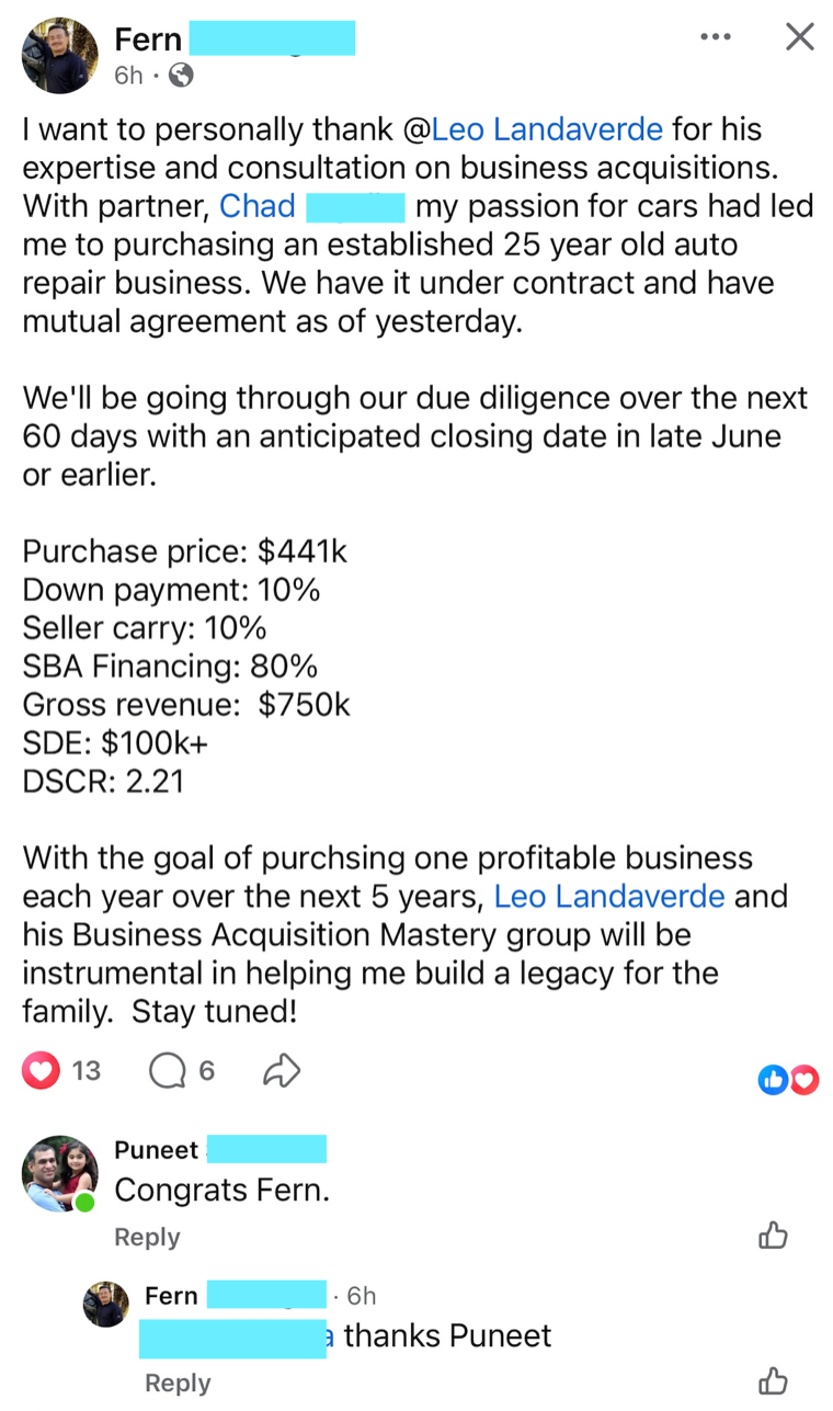 Member testimonial screenshot