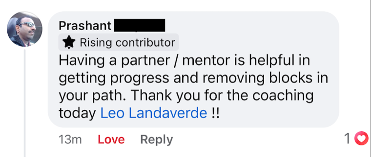 Member testimonial screenshot