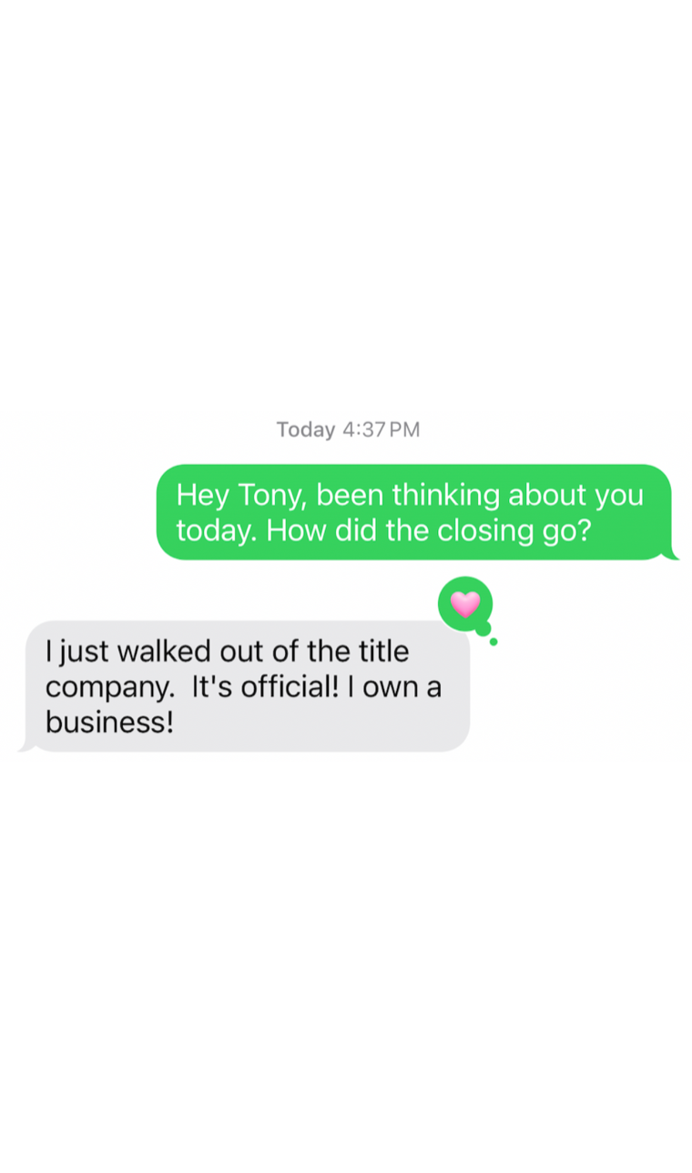 Member text message testimonial